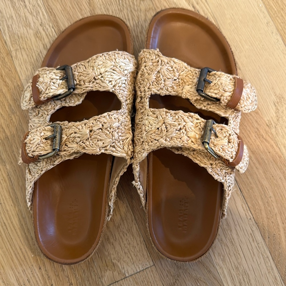 Isabel Marant Rafia Buckle Sandals Size 38